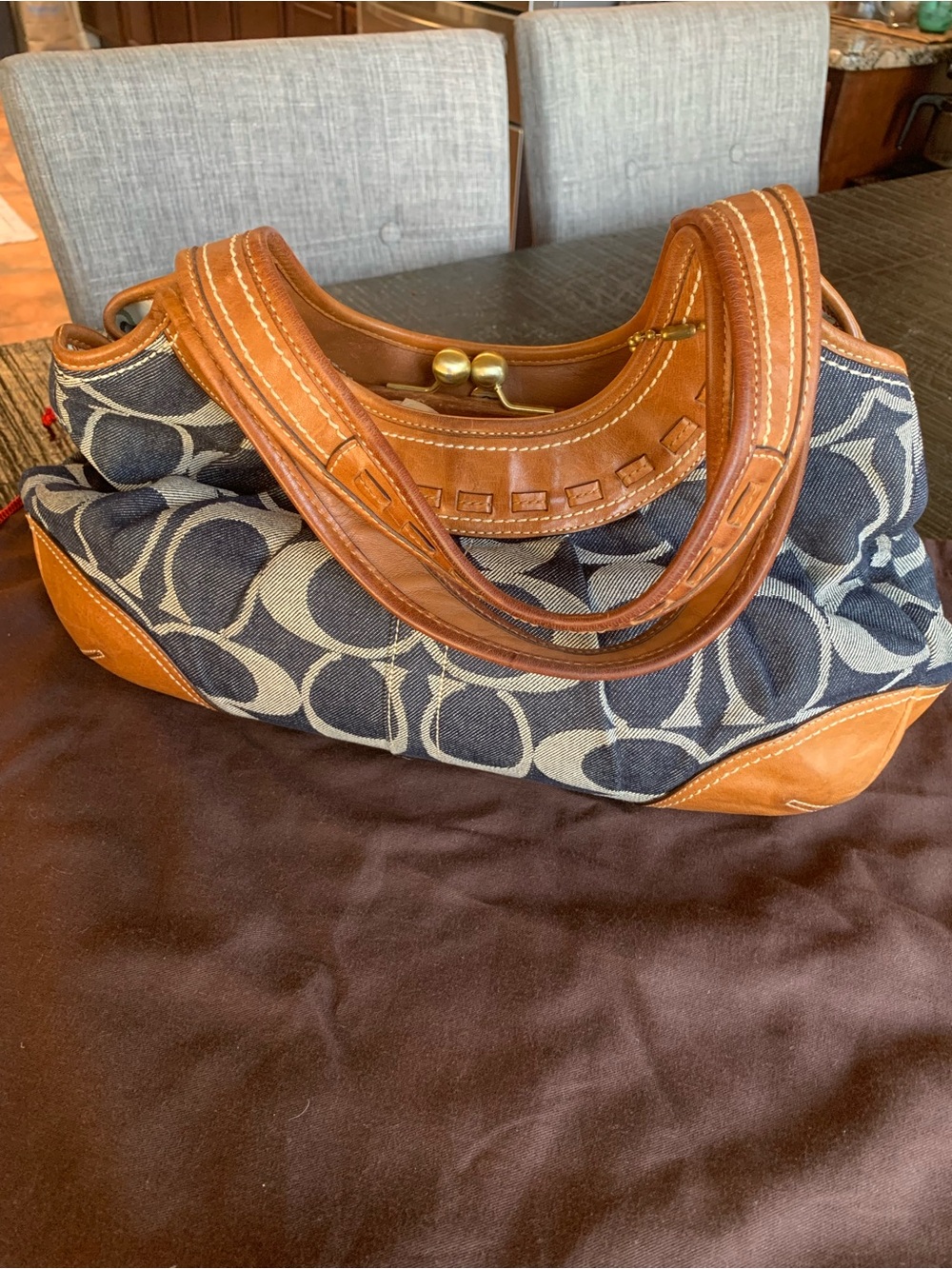 Coach Blue and Tan Ergo Hobo Denim Bag - Picture 4 of 7